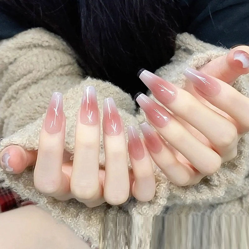 Removable Nail Tips Set for Nail Art - Blush Gradient Nude, Multiple Sizes