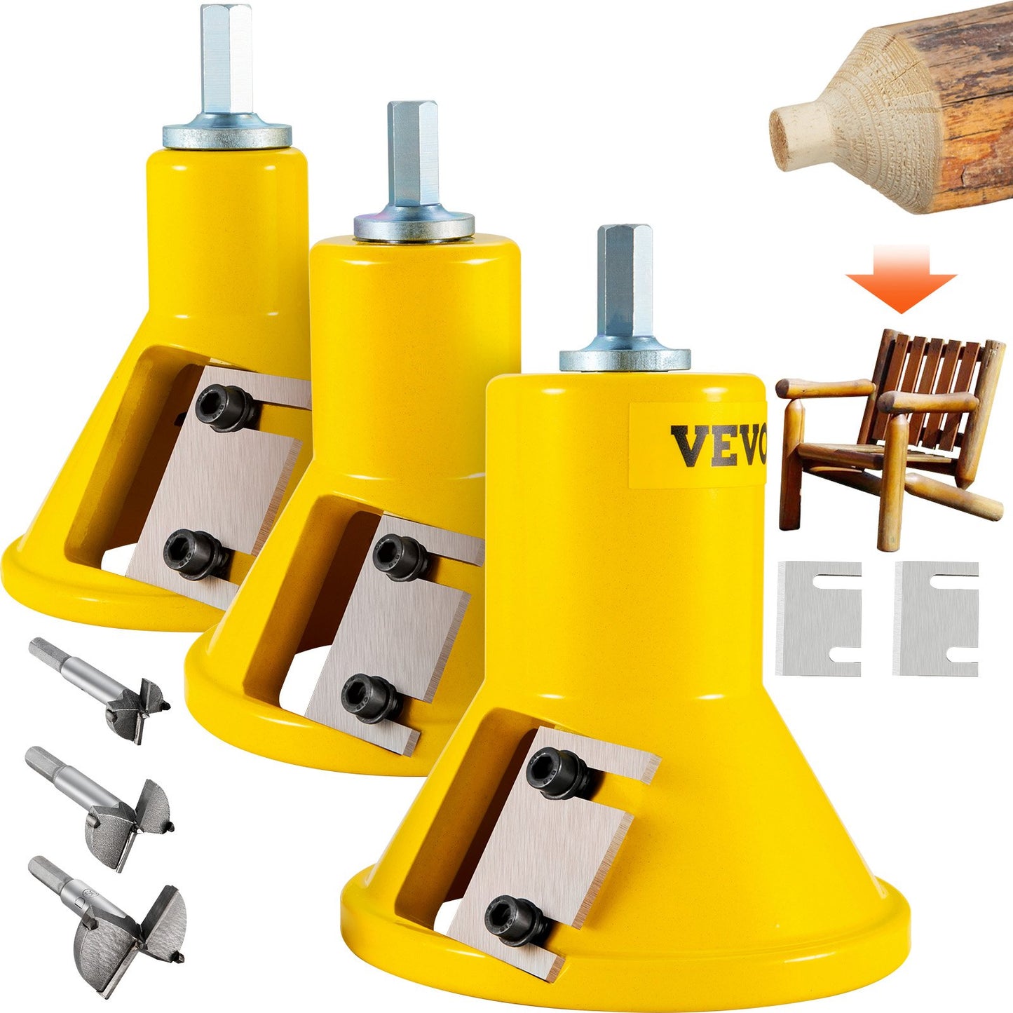 Power Tool Log Furniture Cutter Kit - 1/25.4mm, 1.5/38mm, 2/50.8mm Blades for DIY