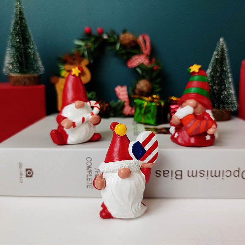 Resin Christmas Ornaments Set - Santa Claus Holiday Decor, Small Decorative Figurines
