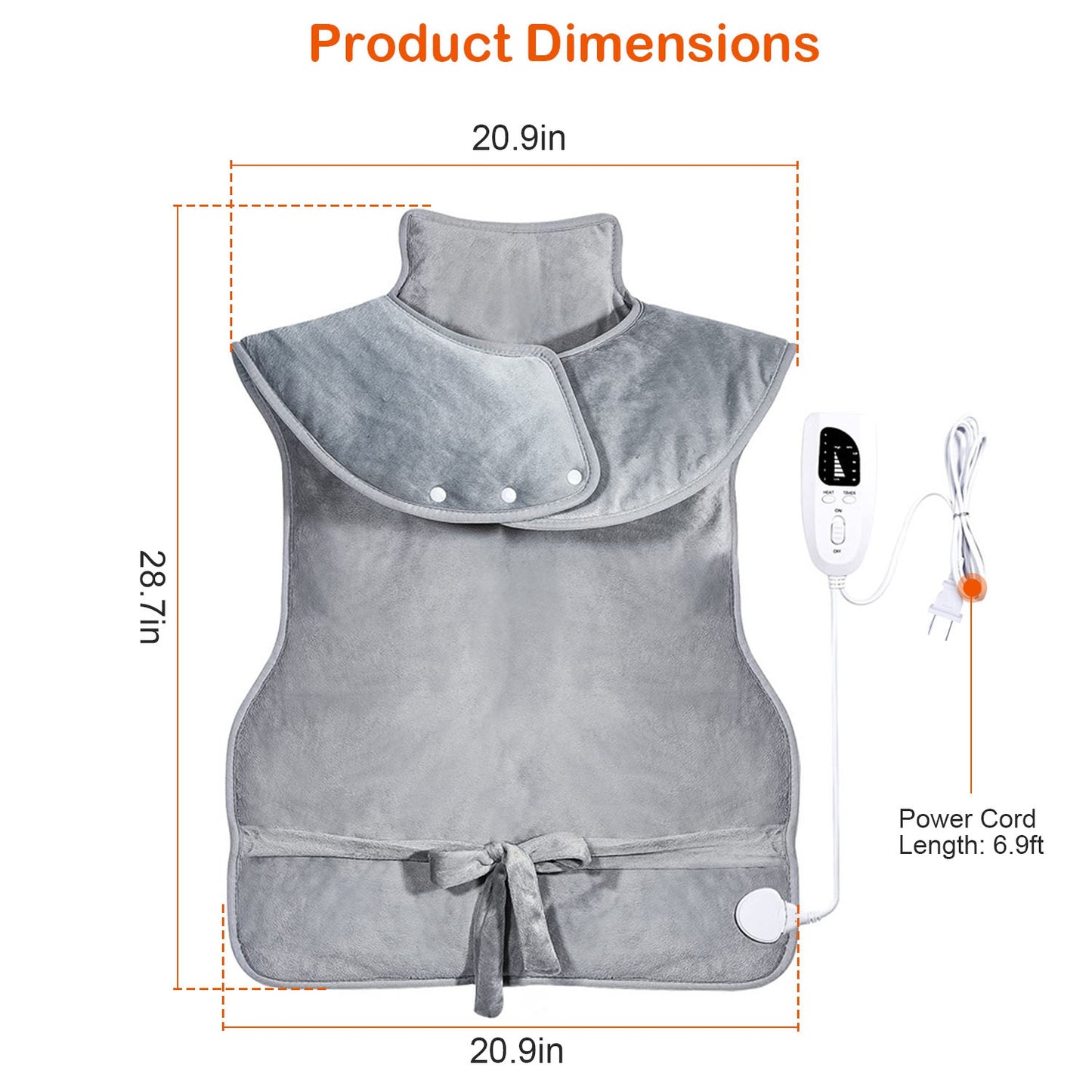 Electric Heating Wrap for Neck and Shoulder Pain Relief - Grey