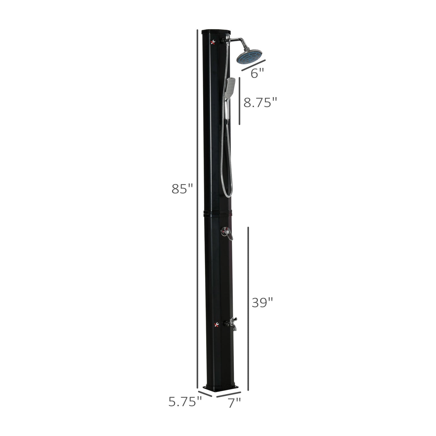 Outdoor Solar Heated Shower with 360° Rainfall & Handheld Showerhead
