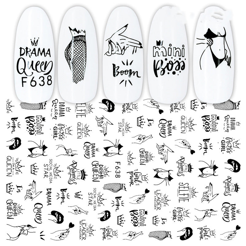 Summer Fruit Black and White Gold Silver Nail Stickers - Nail Art Decals
