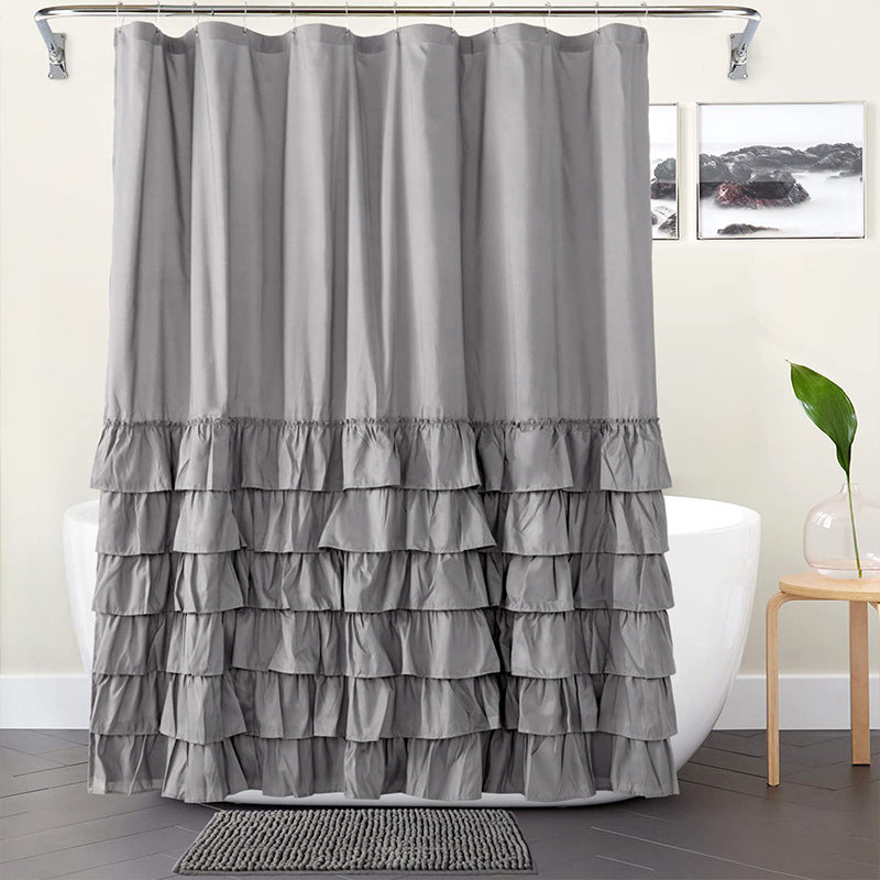 Folding Polyester Bathroom Shower Curtain with Pleated Design - 180x180cm