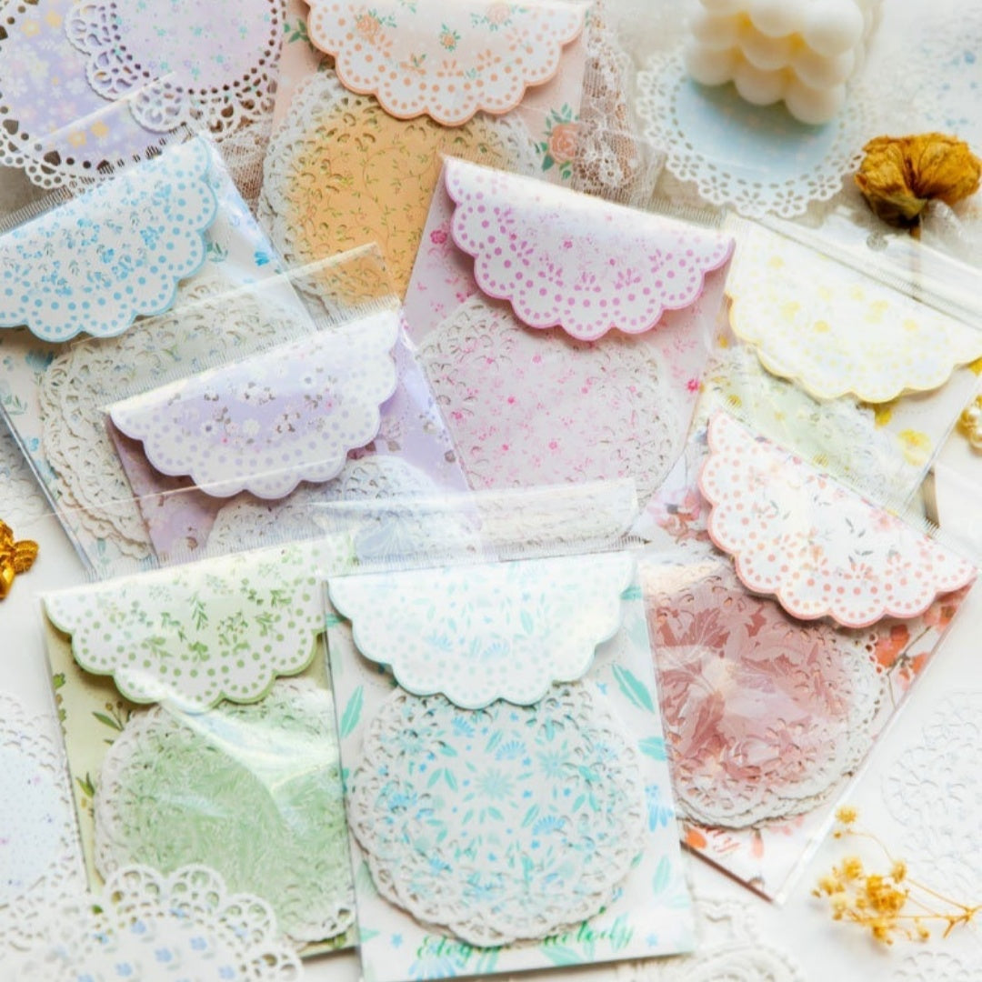 Elegant Paper Sticker Set with Lace Material for Crafts and Decorations - Melody Series