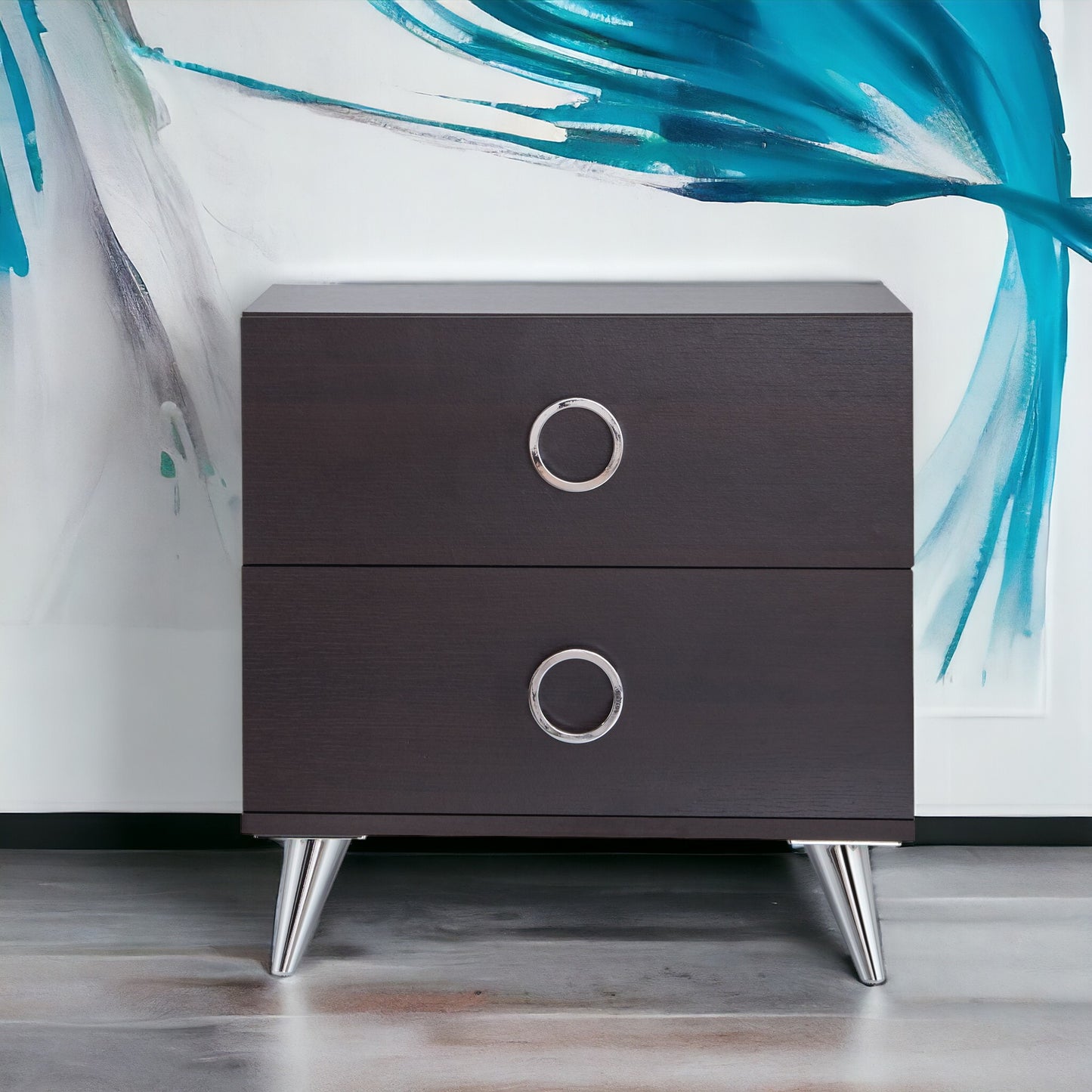 Espresso Finish Accent Table with Storage Drawers