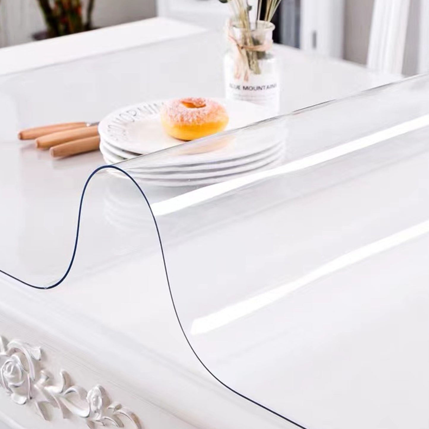 Clear Table Protector Mat - 1.5mm Waterproof PVC Cover for Dining