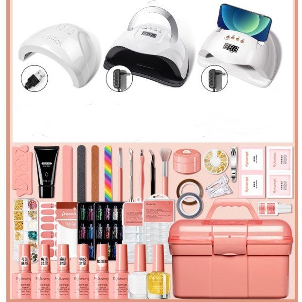 Nail Polish & Manicure Set with UV Light & Tools for Beginners, Home Use