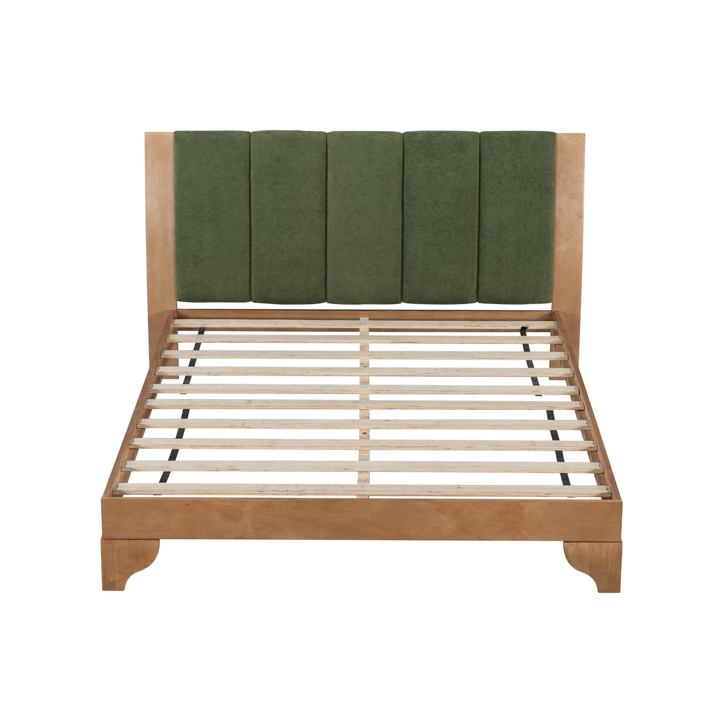 Queen Size Bed Frame with Headboard - Premium Pine Wood, Green