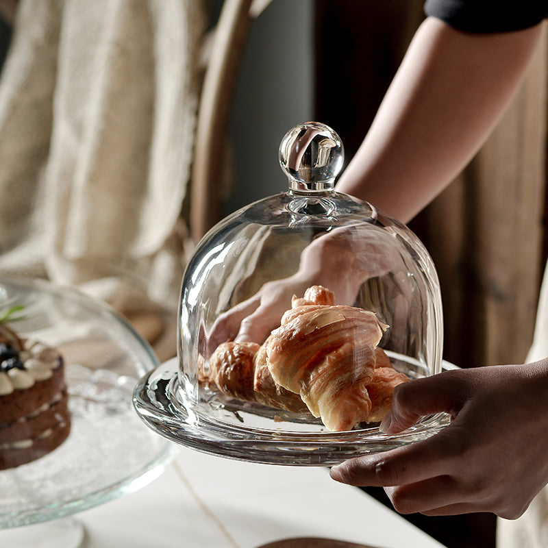 Dust-Proof Glass Cover for Pastry and Dim Sum Trays - Home Kitchen