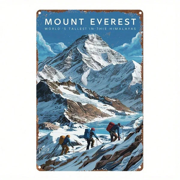 Vintage Mount Everest Metal Wall Art Sign - 8x12 Inch