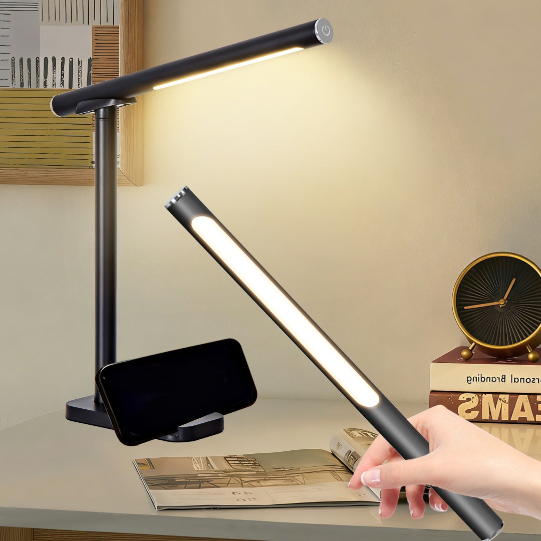 LED Desk Lamp Dimmable Reading Light with USB Charging & 5 Modes - Black