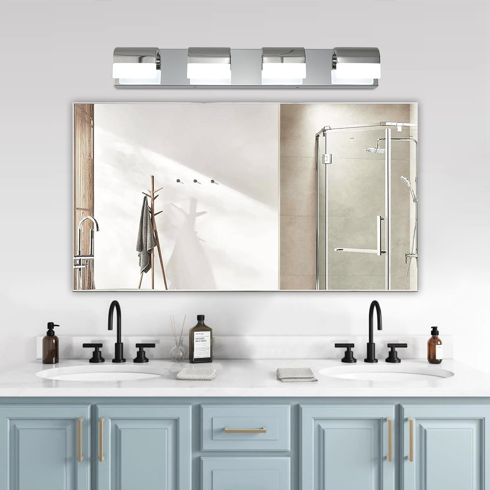 4-Light Modern Bathroom Vanity Lighting - LED Wall Fixture