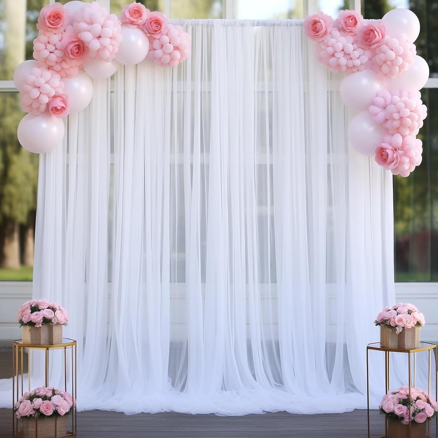 Wedding White Background Curtain - 160x300cm Polyester Backdrop