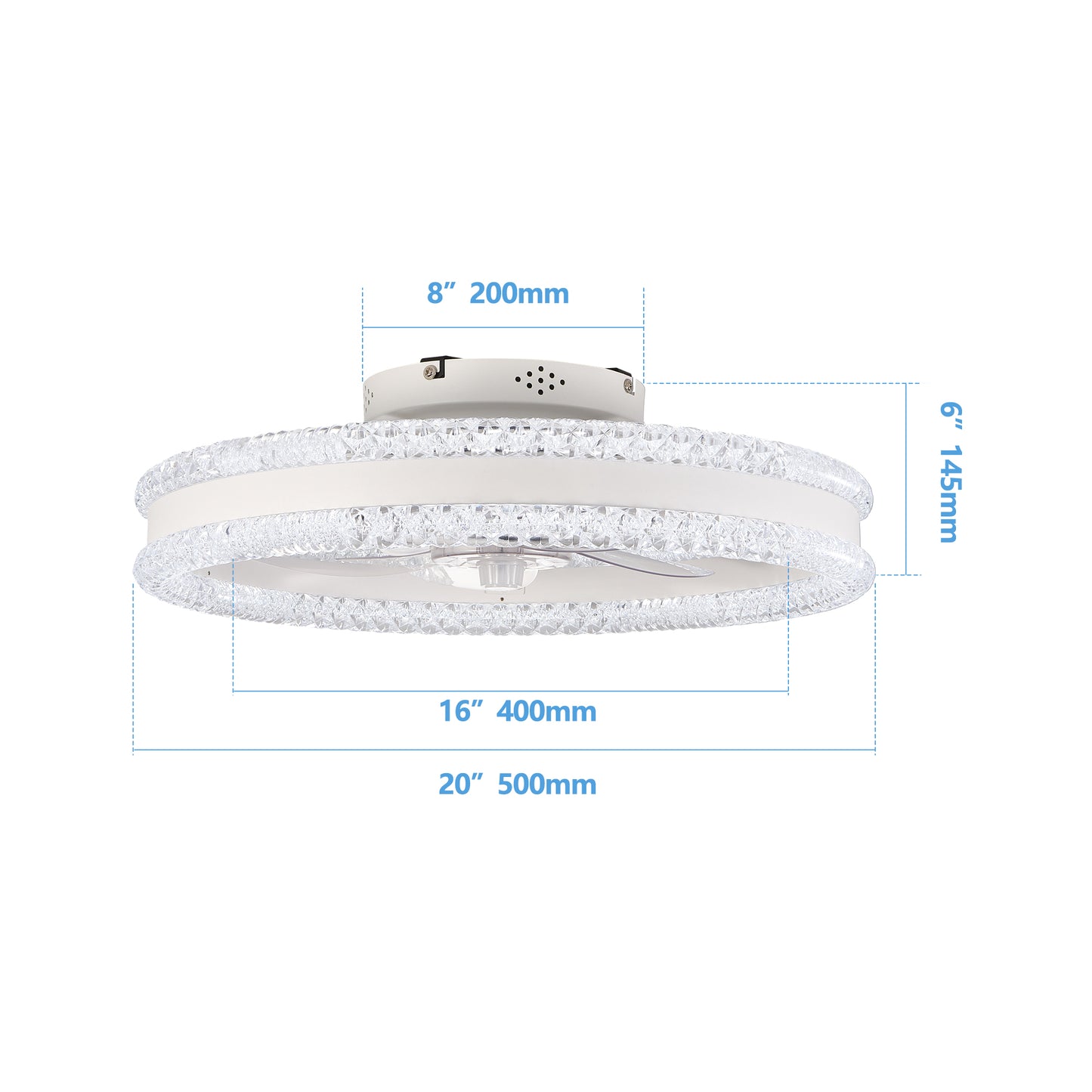 Luxury Double Ring LED Ceiling Fan with Light - Modern Flush Mount