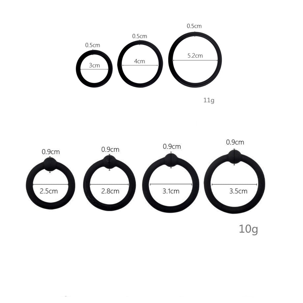7-Piece Silicone Cock Ring Set for Men and Couples - Adjustable & Waterproof
