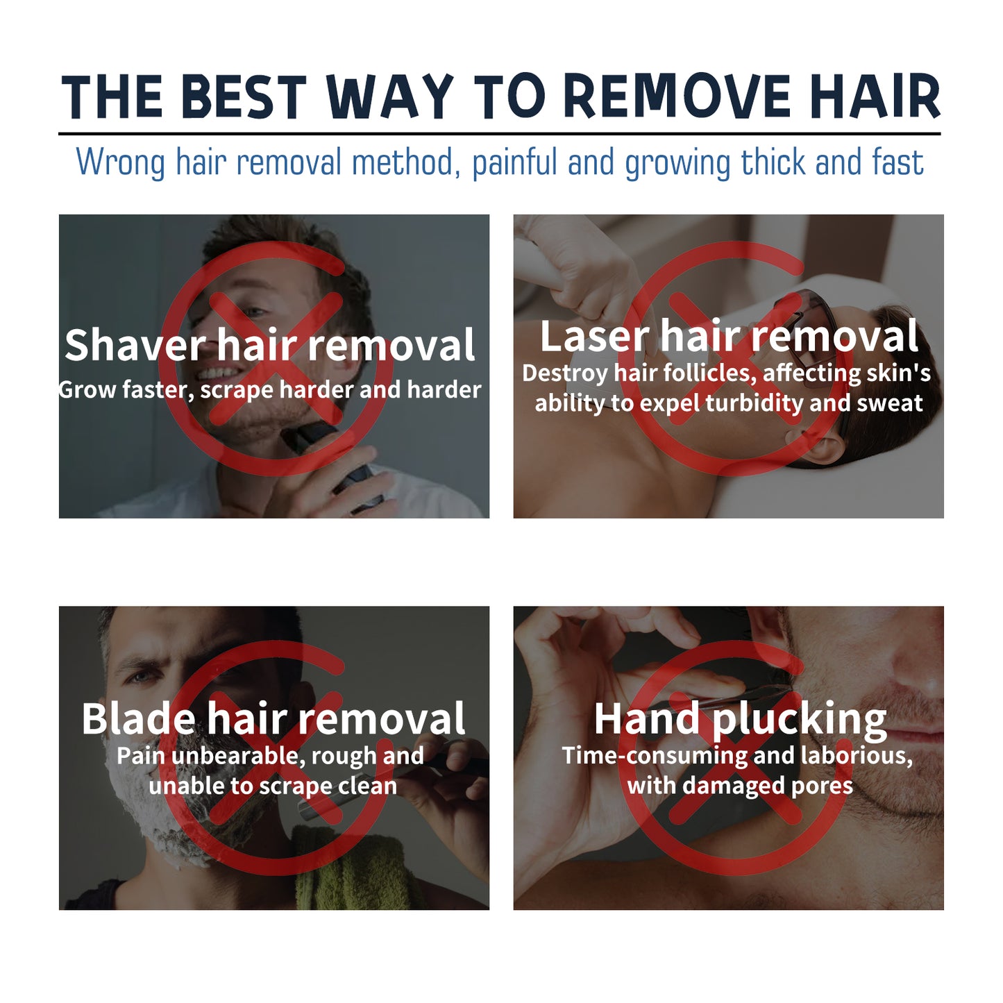 Gentle Hair Removal Cream for Men - Body Grooming for Chest, Arms & Legs