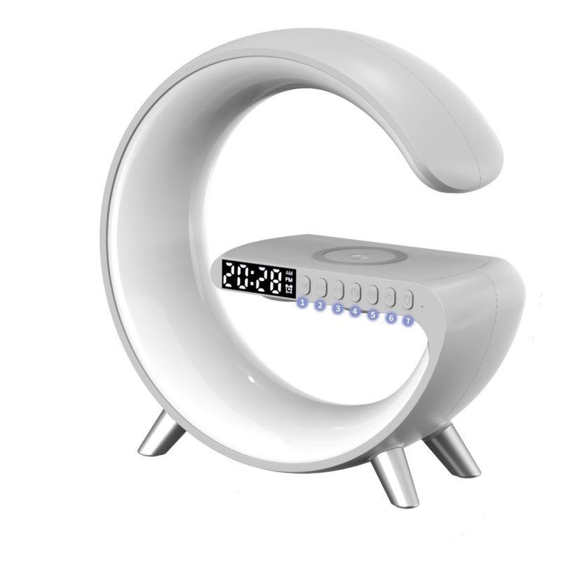 Smart G-Shaped LED Lamp with Bluetooth Speaker & Wireless Charger