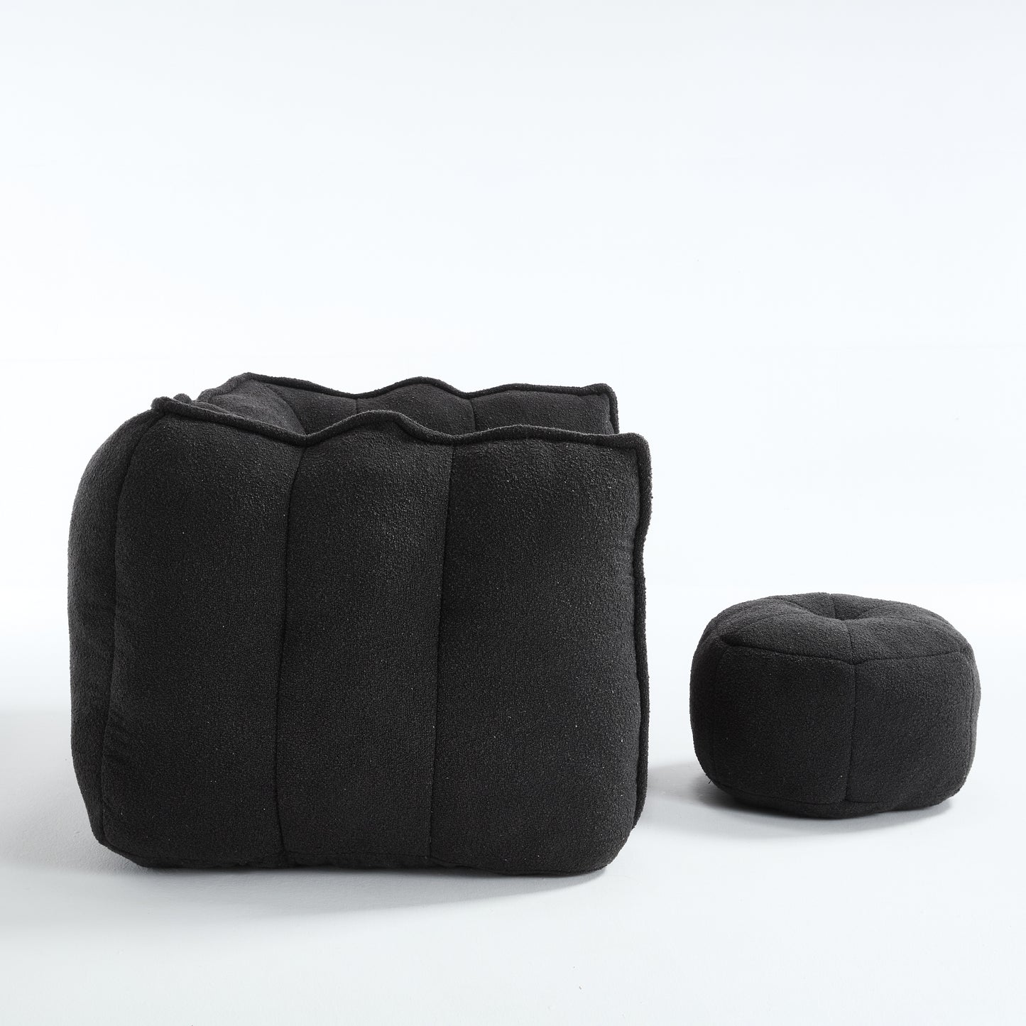 Soft Black Bean Bag Chair with High Resilient Foam for Adults