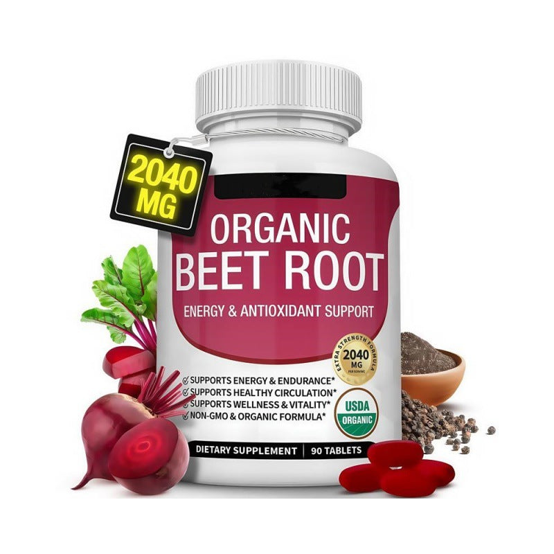 Organic Beet Root Tablets - Energy, Circulation & Antioxidant Support, 90 Tablets