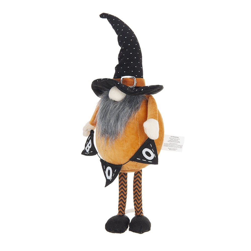 Set of 2 Fabric Standing Gnomes with 'B-O-O' Banner - Halloween Decor
