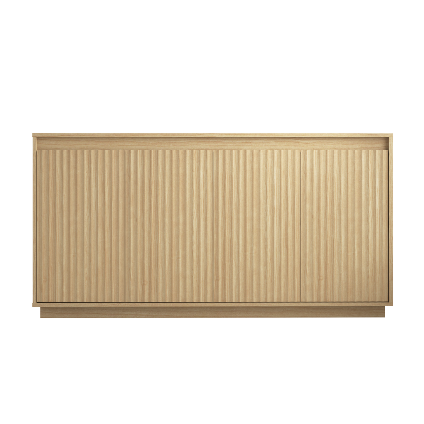 Natural 4-Door Sideboard Buffet Cabinet with Power Outlet