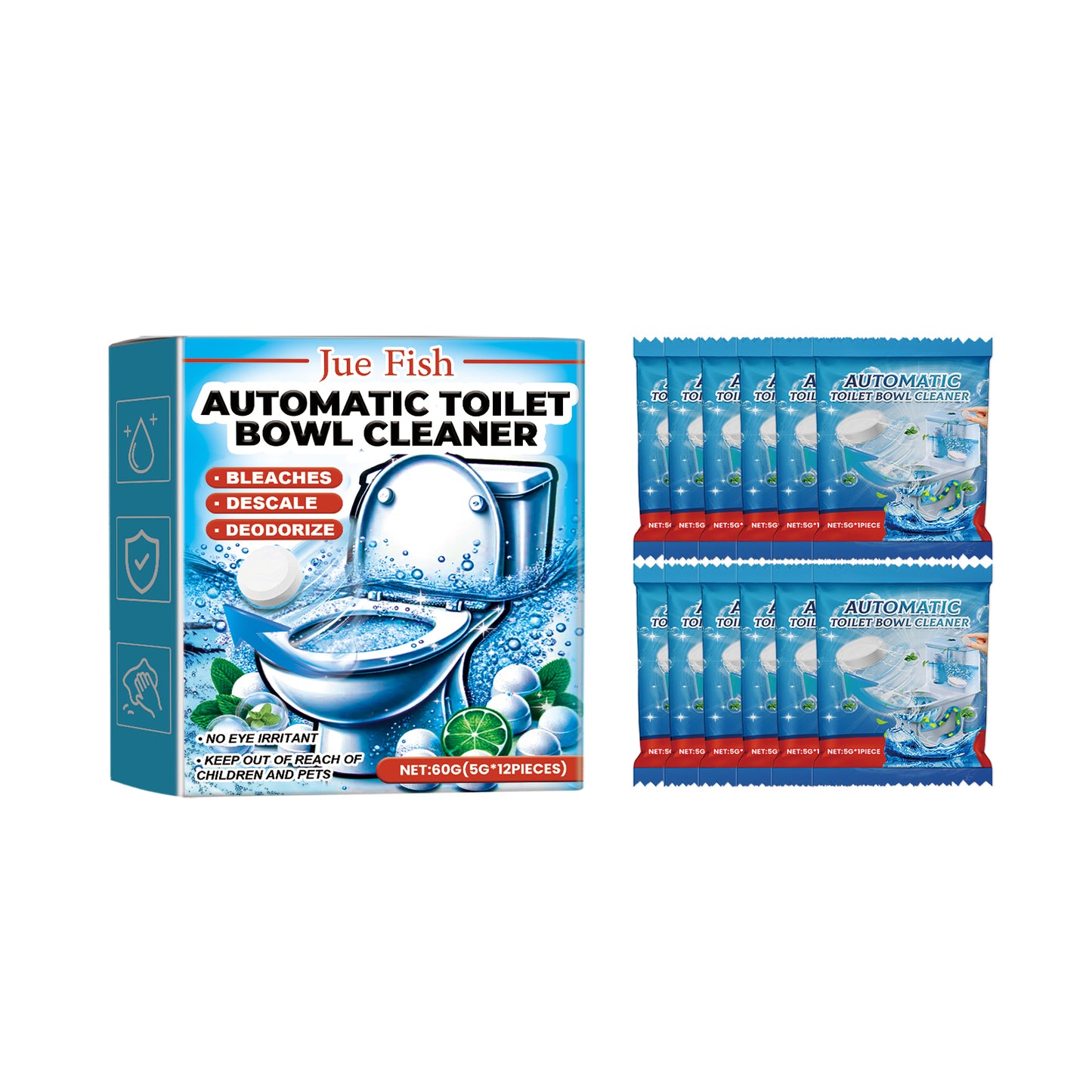 Automatic Toilet Cleaning Effervescent Tablets - 60g, 1 Box