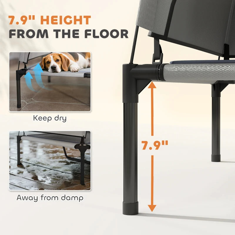 Outdoor Elevated Dog Bed with Canopy and Cooling Pad - Portable Waterproof Pet Cot