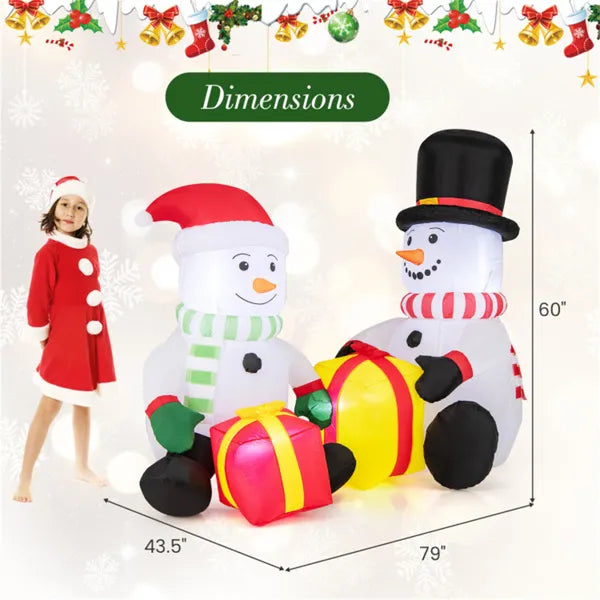 5ft Christmas Inflatable Snowman with Gift Boxes and LED Lights