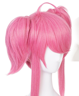 Pink Anime Cosplay Wig Set Short Synthetic Hair for Costumes