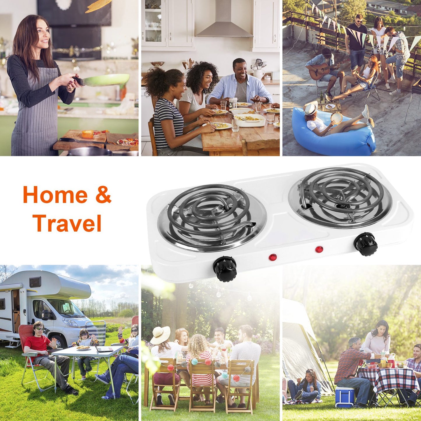 2000W Electric Double Burner Hot Plate - Portable Cooking Stove