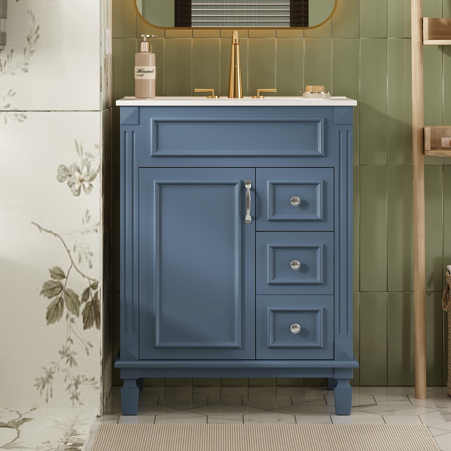 24 Bathroom Vanity With Ceramic Sink, Small Sink Cabinet, Modern