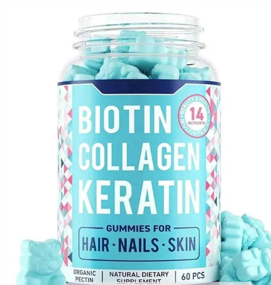 Hair Nails Skin Gummies With Biotin Keratin Collagen - 60pc