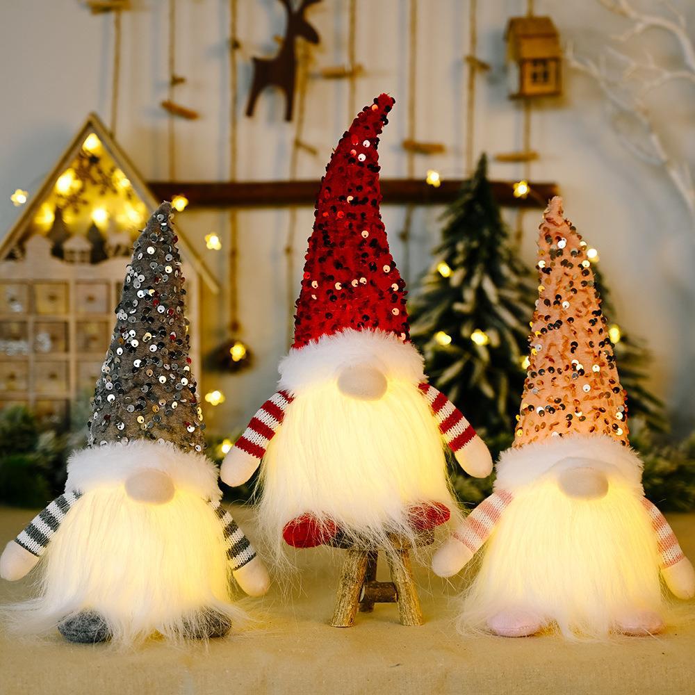 Christmas Decoration Sequins with Lights - Rudolph Doll Ornaments Set