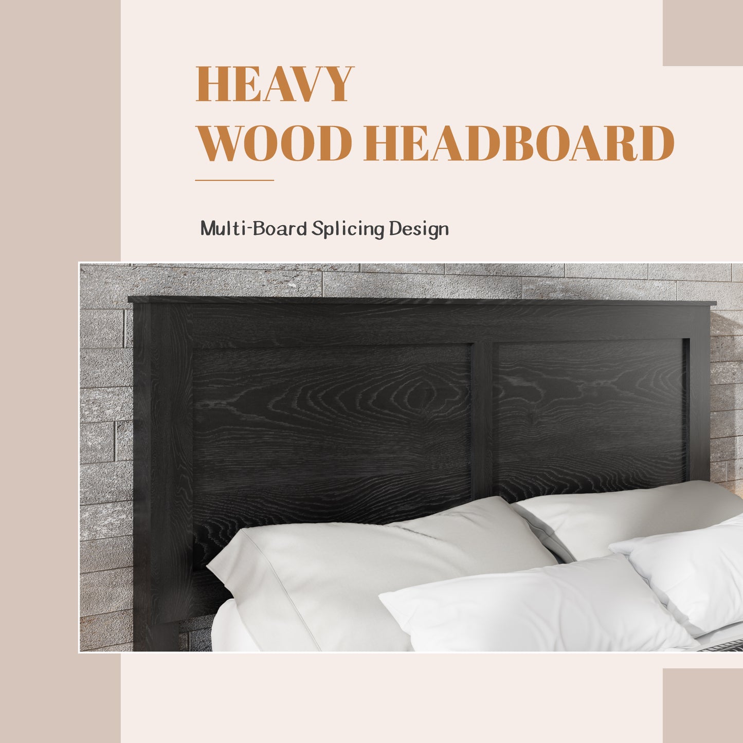 Full Wood Platform Bed Frame with Underbed Storage - Black