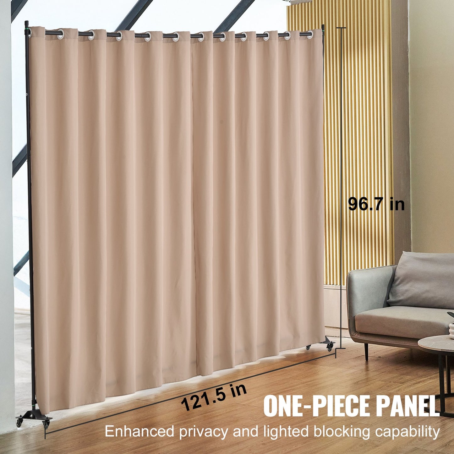 Portable Room Divider with Wheels - 96x120 Inch Privacy Screen