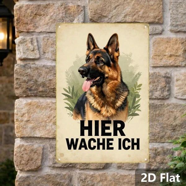 Vintage German Shepherd Metal Sign - Retro Dog Wall Art