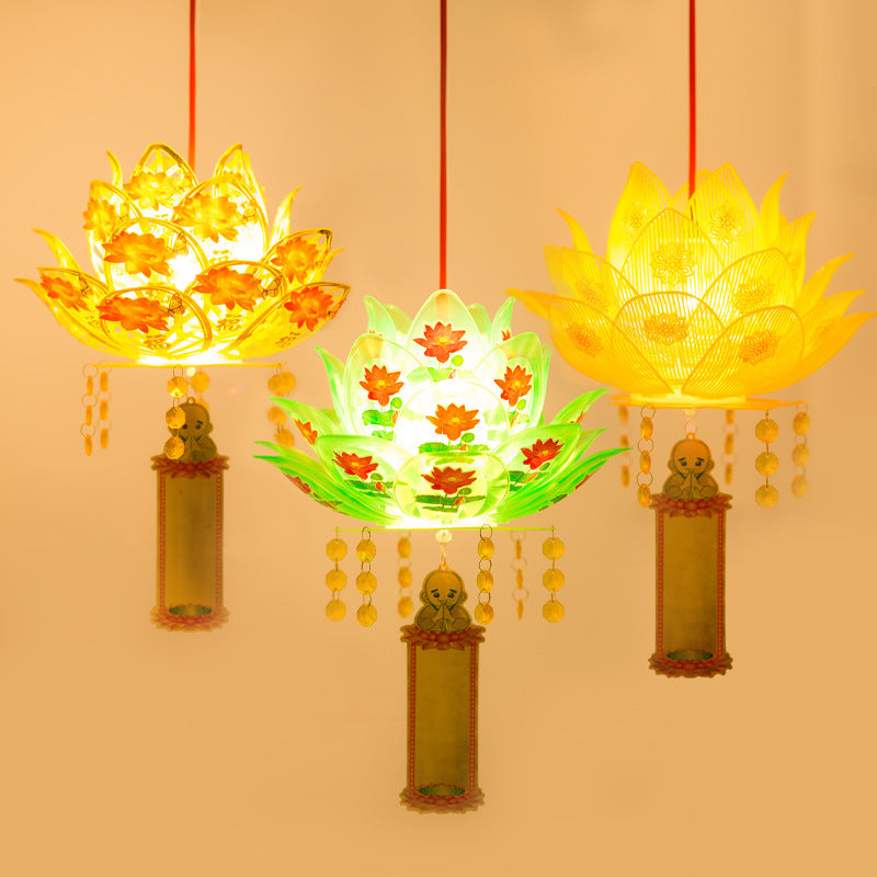 Lotus Lamp Buddha Worship Decorative Lantern for Festivals and Weddings