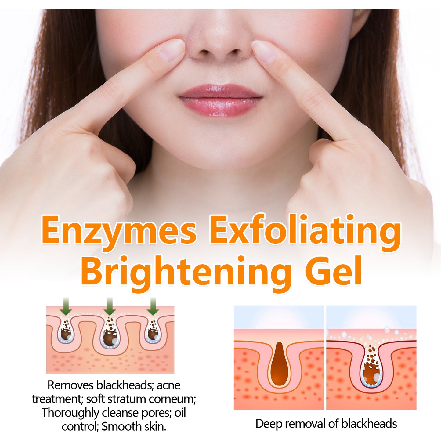 Orange Enzymes Exfoliating Brightening Gel for Deep Pore Cleansing