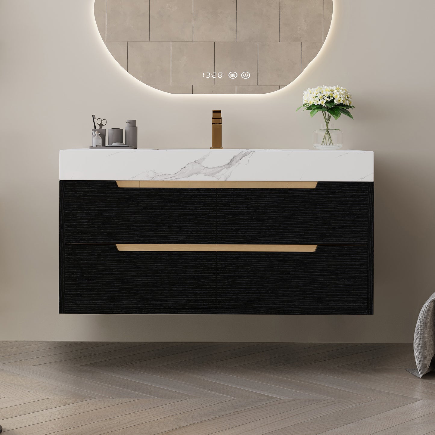 35.4" Modern Bathroom Vanity with Undermount Sink & Storage