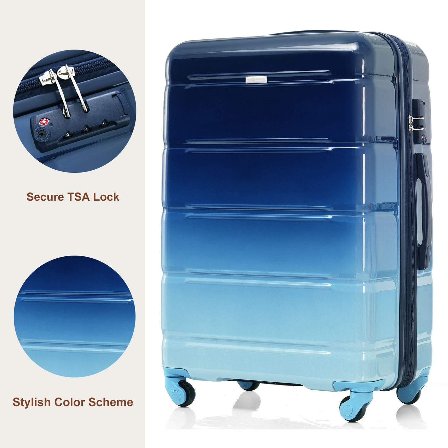 28-Inch Checked Suitcase Travel Set with Duffel & Toiletry Bag - Navy