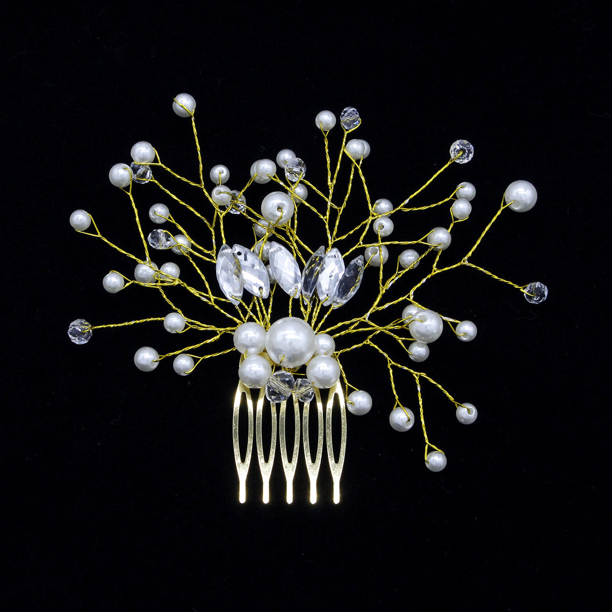 Bridal Pearl Hair Comb Wedding Hair Accessory with Silver or Gold Iron Wire