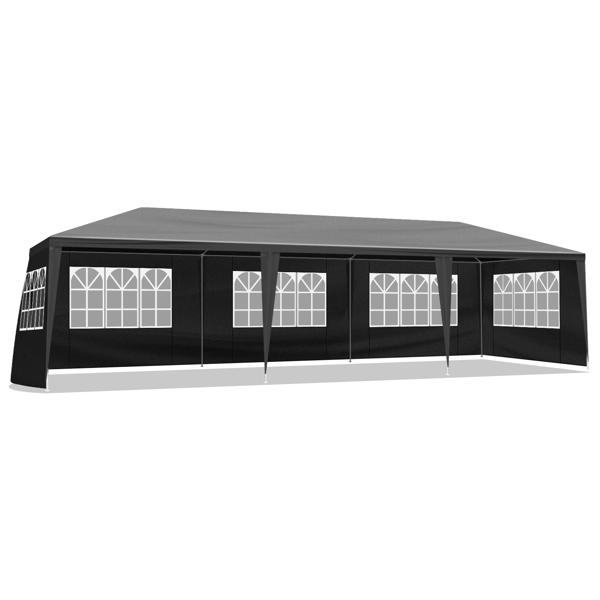 10x30ft Waterproof Outdoor Party Tent with Removable Sidewalls for Events Black