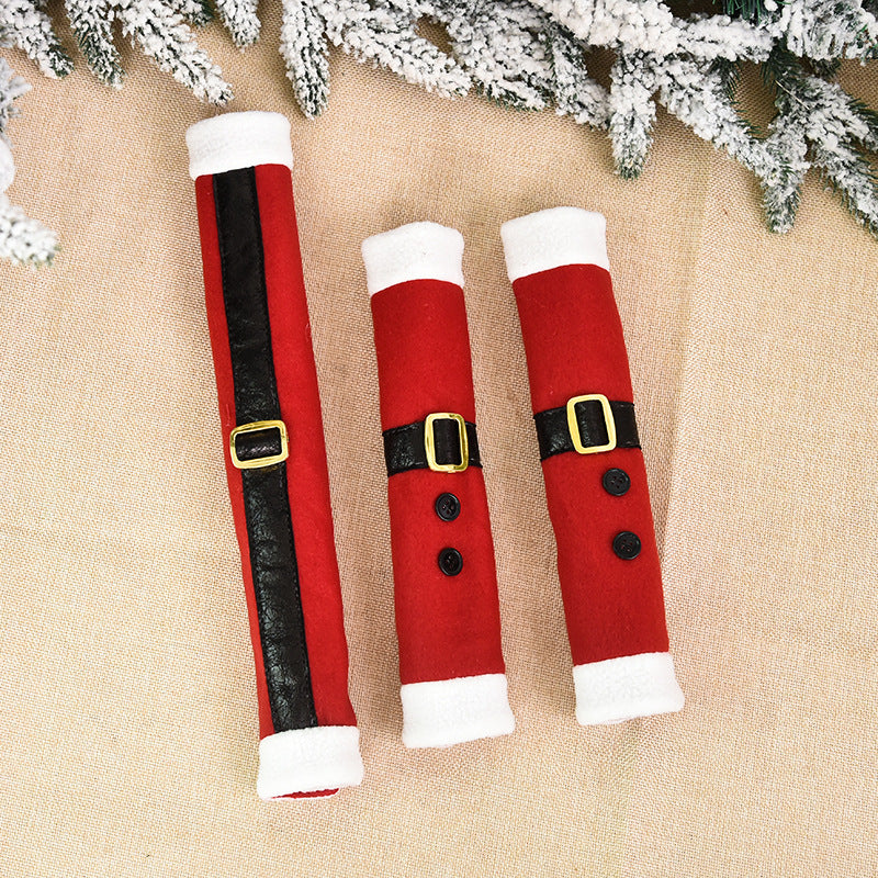 Christmas Refrigerator Handle Gloves Set - Flannelette Decorative Pull Gloves