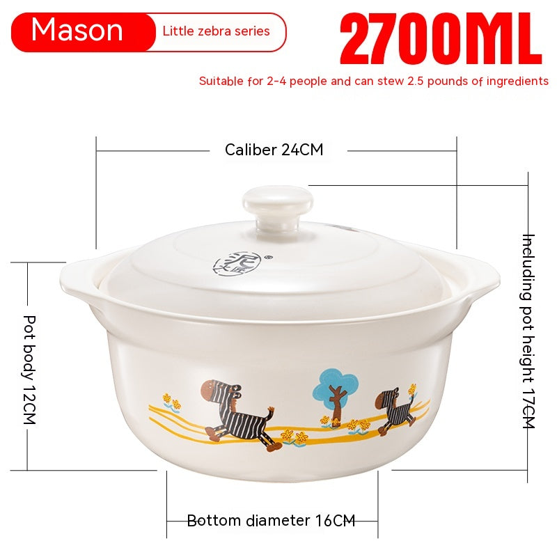 High-Temperature Ceramic Casserole Stew Pot with Cover - Kitchen & Home Storage