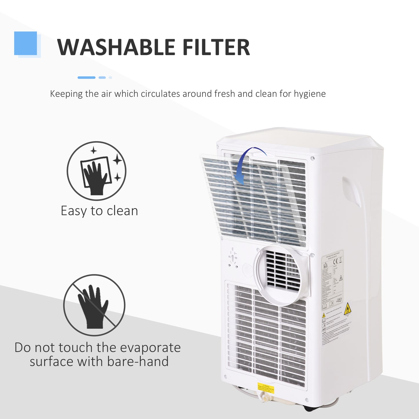 Portable 8000BTU Air Conditioner with Remote Control for Room Cooling & Dehumidifying - White
