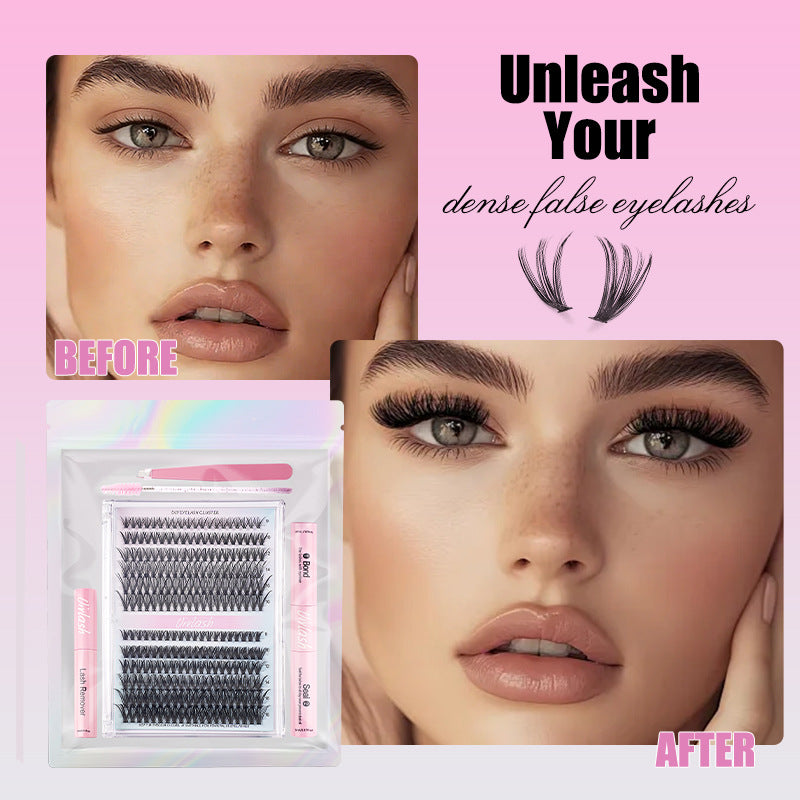 False Eyelashes 30/40D Single Cluster Voluminous Natural Style - 5-Piece Set