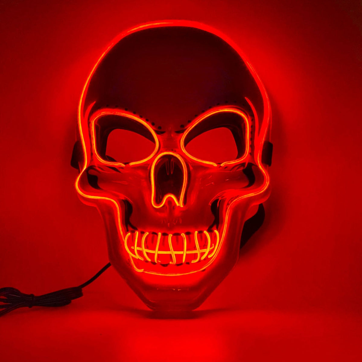 White Skull LED Mask Luminous Party Mask with Battery Operated Lighting