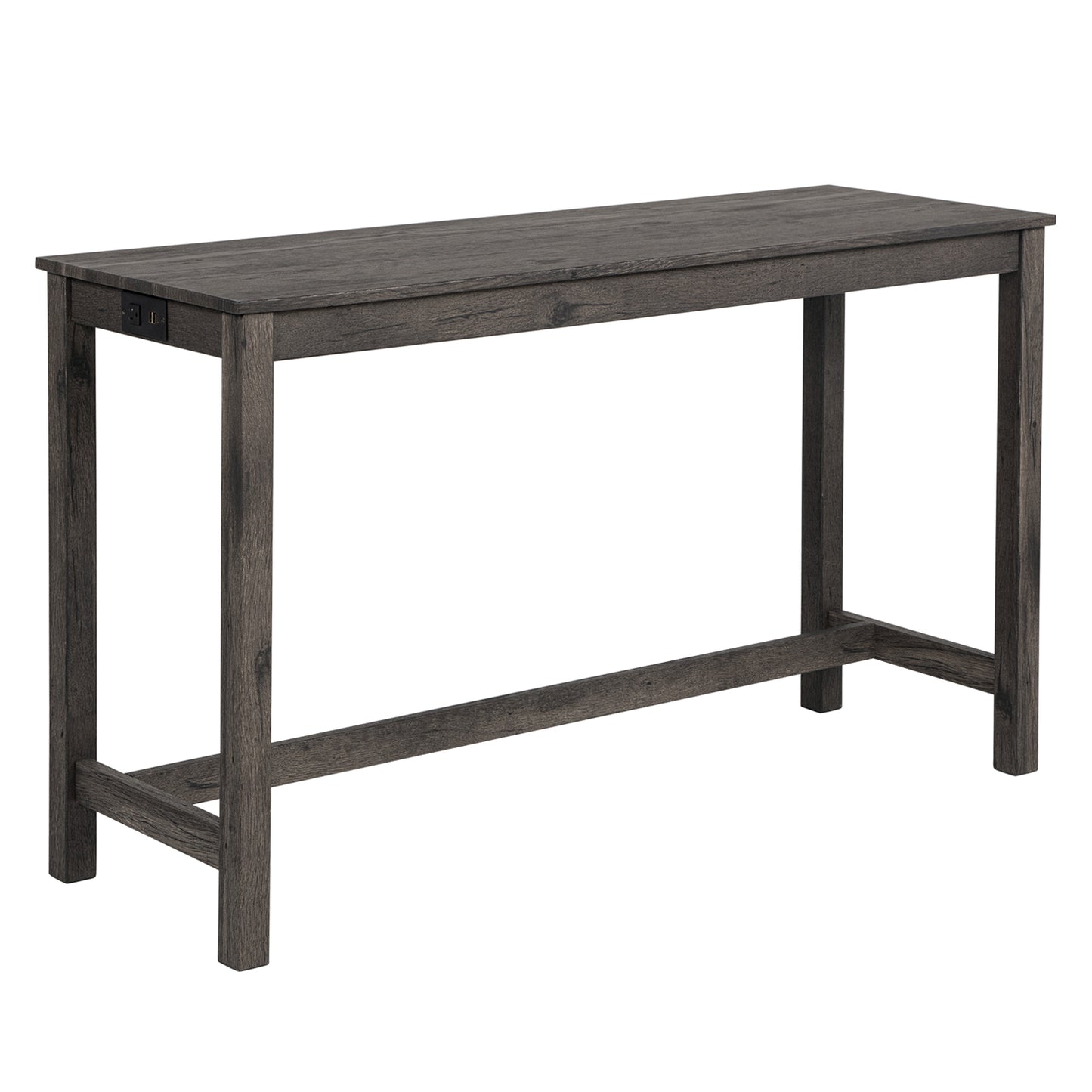 Bar Table Set with Power Outlet & 3 Padded Stools - Dark Gray