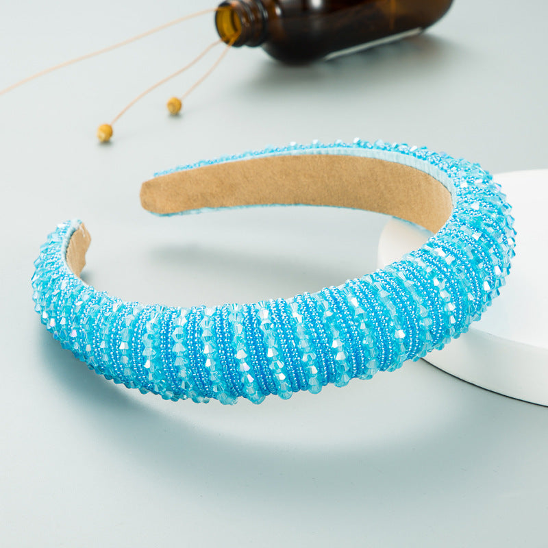Handmade Beaded Hair Band - Wide Edge