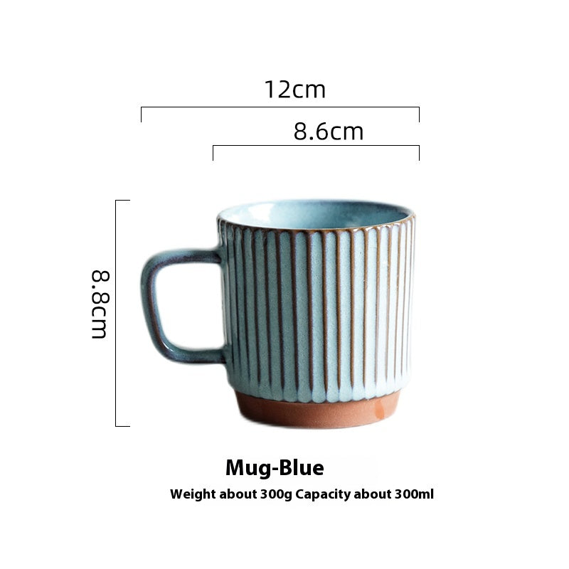 Creative Ceramic Mug with Retro Striped Design - 300ML Kitchen Drinkware